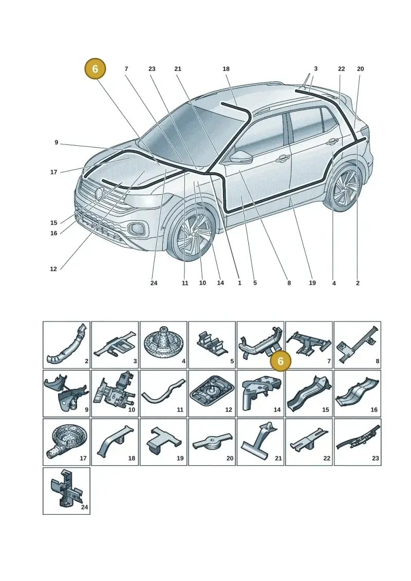 2Q1971815 — Volkswagen T-Cross 1,0 (2018-2024) diagram 587971082, position 6