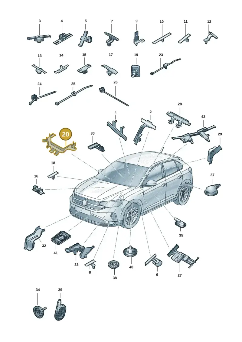 2Q1971815 — Volkswagen Taigo (2021-2024) diagram 2f0971083, position 20