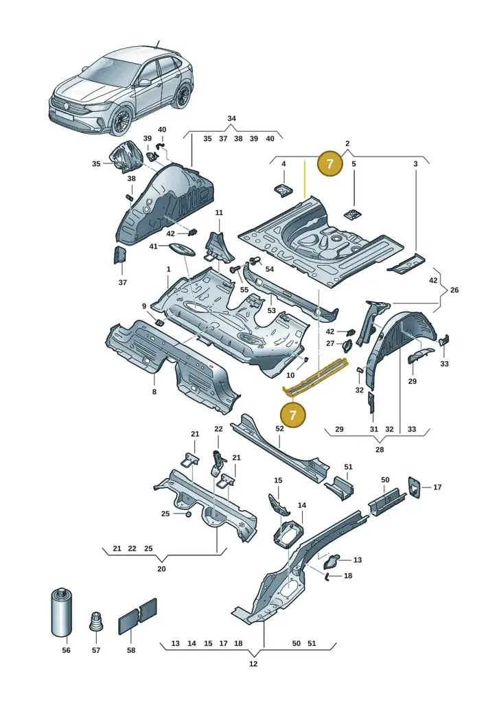 2Q5813528 — Volkswagen Taigo (2021-2024) diagram 2f0803400, position 7