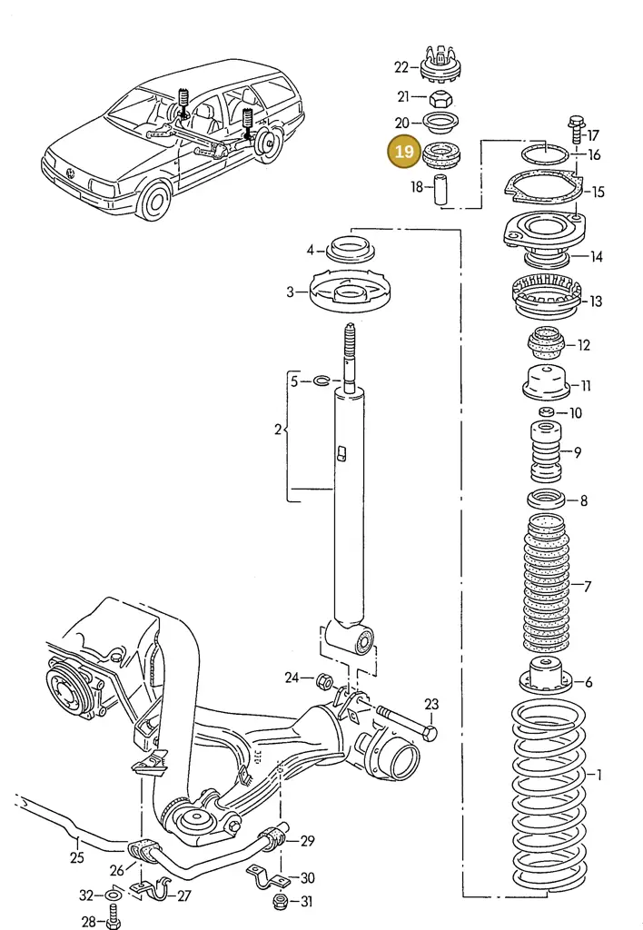 321512335 — Volkswagen Passat syncro (1991-1993) diagram 091077100, position 19