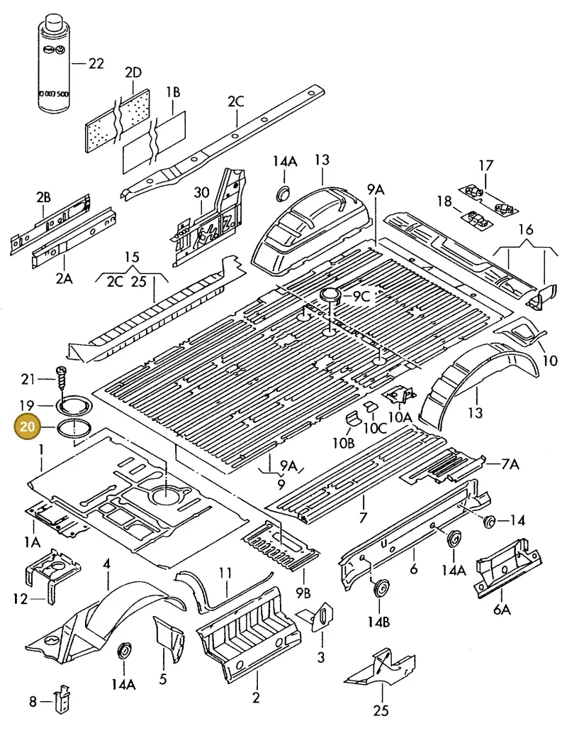 321803963 — Volkswagen TRANSPORTER SYNCRO (1996-2003) diagram 117801100, position 20