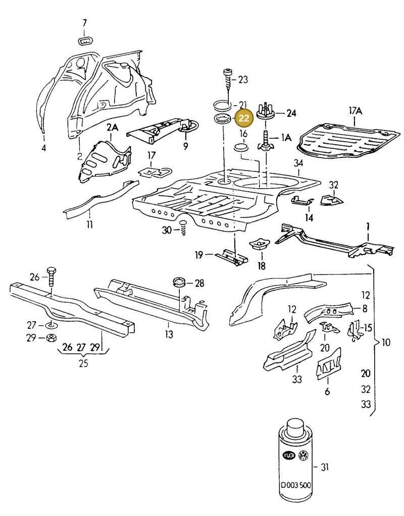 321803963 — Volkswagen GOLF CABRIO (2002-2002) diagram 234803200, position 22
