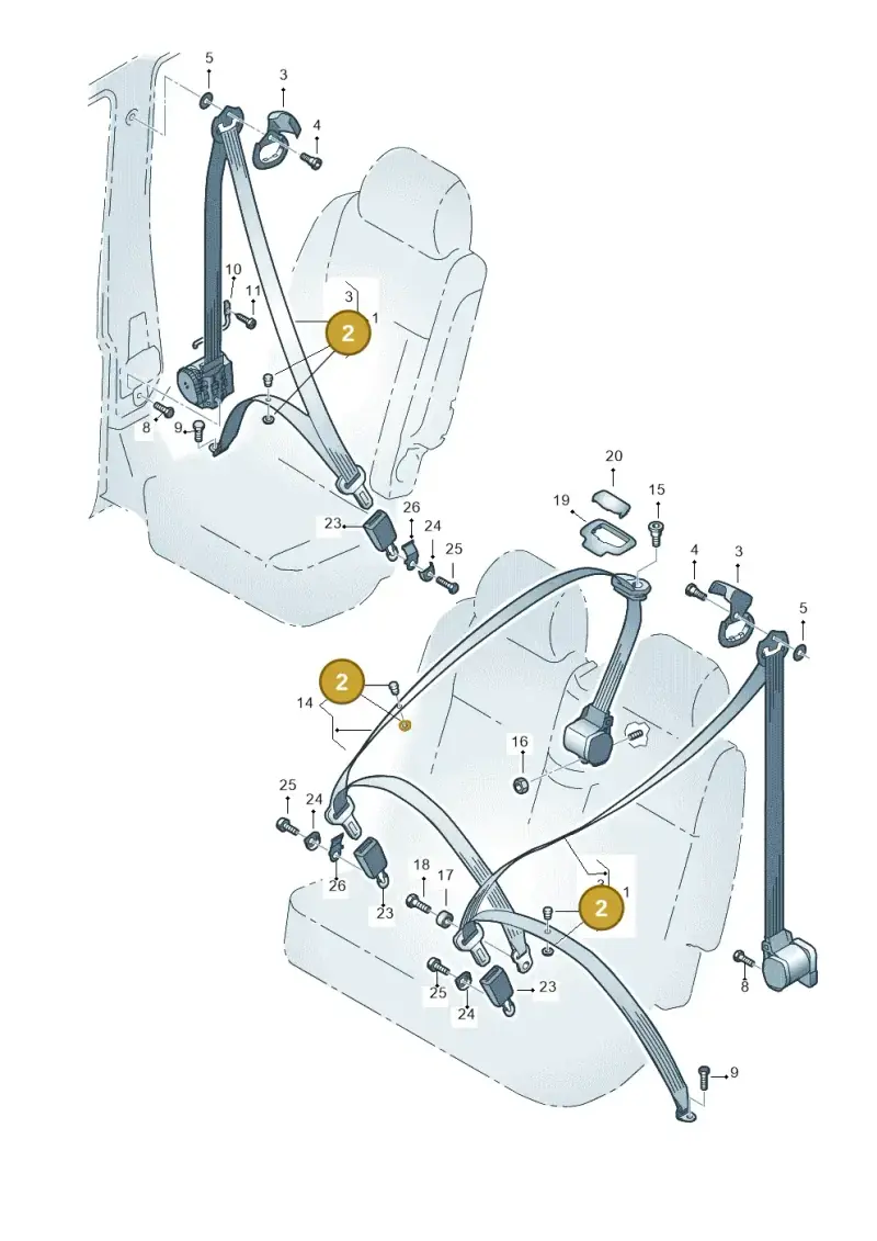 321857720 — Volkswagen Caddy Maxi Kombi (2010-2015) diagram 443857700, position 2