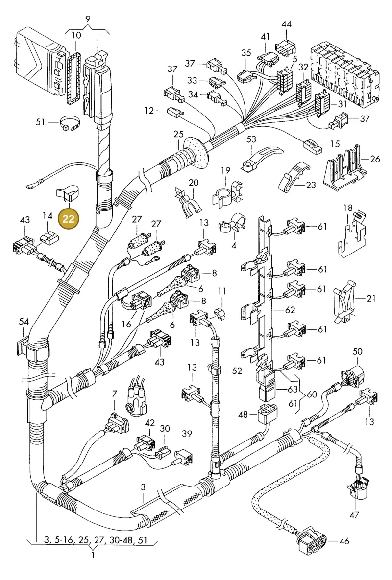 321971897 — Volkswagen TRANSPORTER SYNCRO (1996-2003) diagram 186971250, position 22