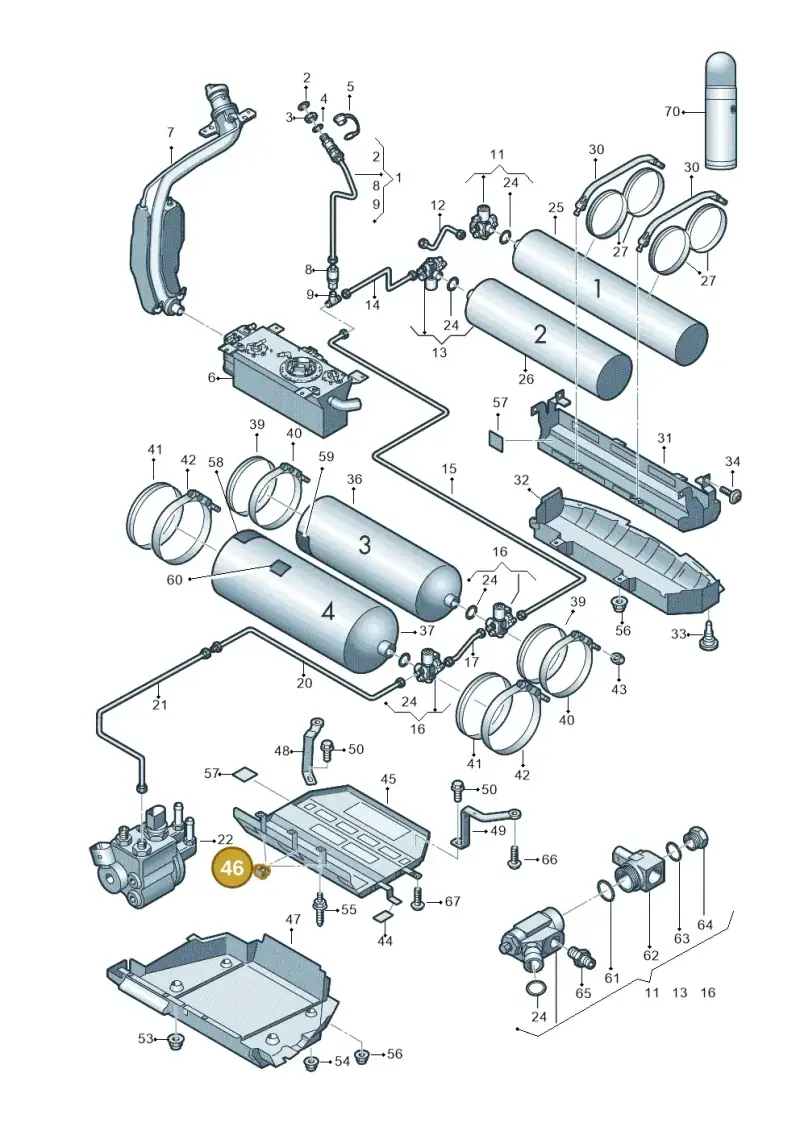 321971898A — Volkswagen Touran 2.0 (2010-2015) diagram 694201070, position 46