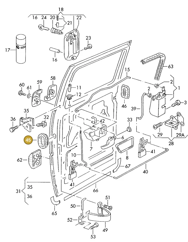 333971904A — Volkswagen TRANSPORTER SYNCRO (1996-2003) diagram 117841000, position 45