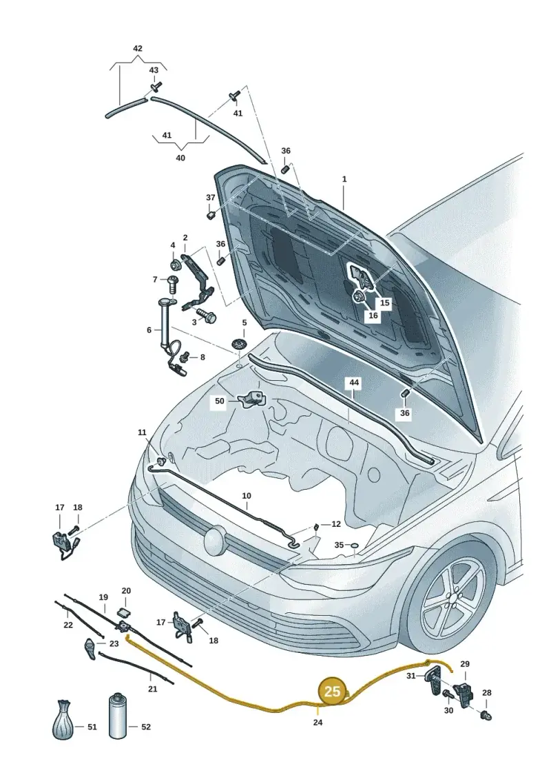357971897B — Volkswagen Golf 2.0 BlueMotion (2019-2024) diagram 5h0823000, position 25