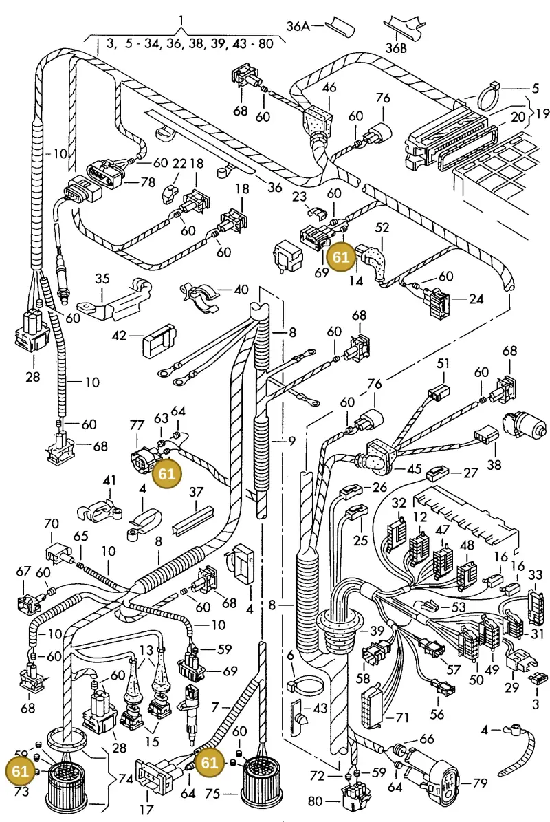 357972741A — Volkswagen GOLF CABRIO (2002-2002) diagram 159971460, position 61