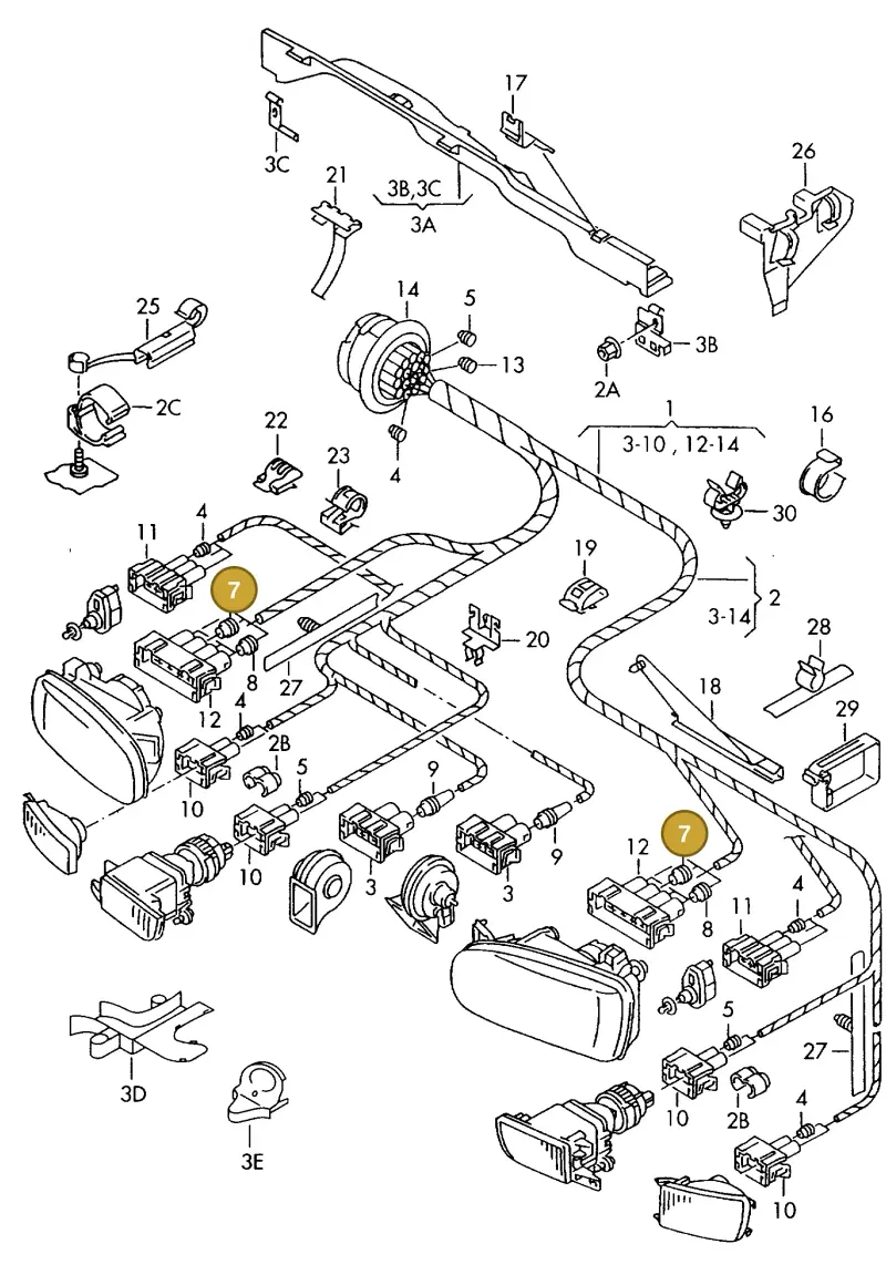 357972742 — Volkswagen GOLF VAR./VENTO (1996-1999) diagram 121971140, position 7