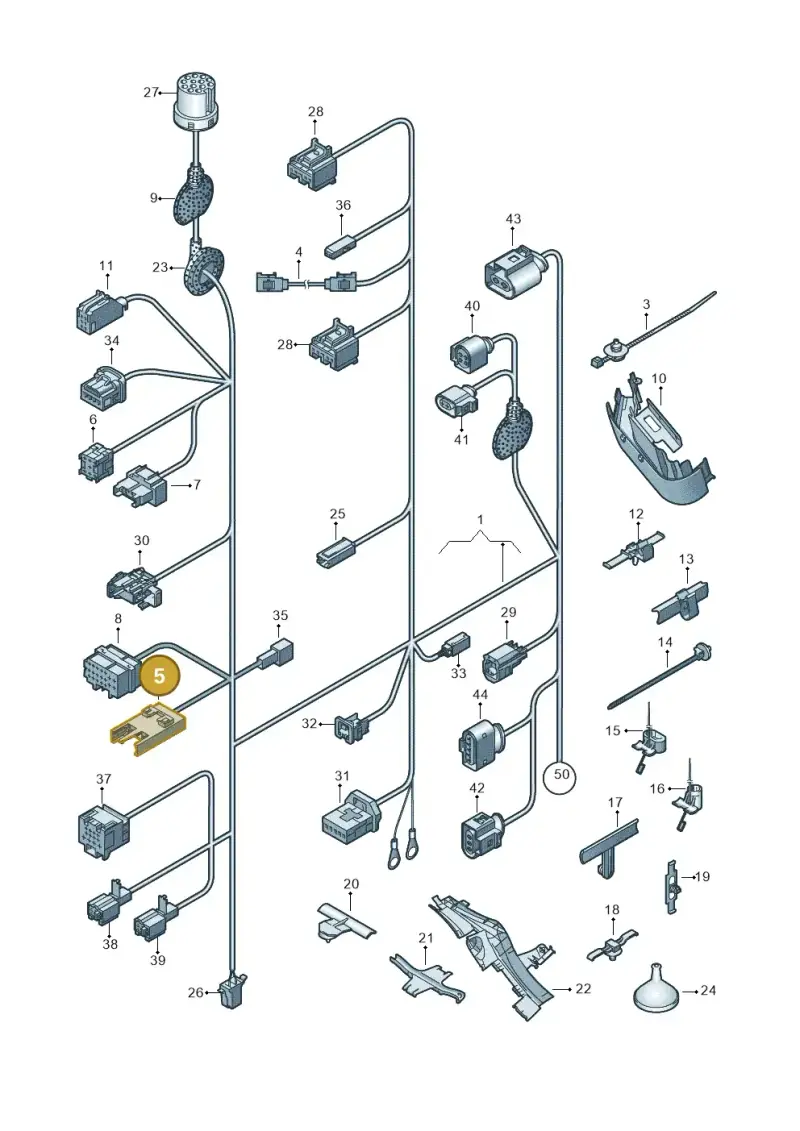 3A0937501A — Volkswagen Passat CC (2011-2016) diagram 460972010, position 5