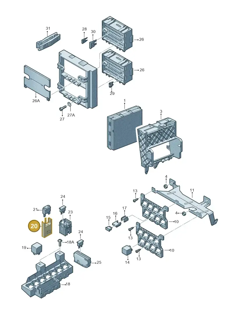 3A0937501A — Volkswagen Transp. dropside (2011-2015) diagram 679937000, position 20