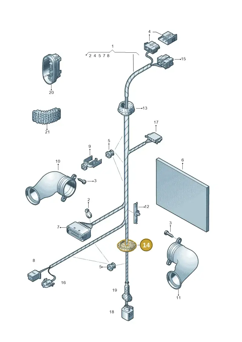 3A0971913A — Volkswagen Passat syncro/4Motion (1998-2000) diagram 195972370, position 14
