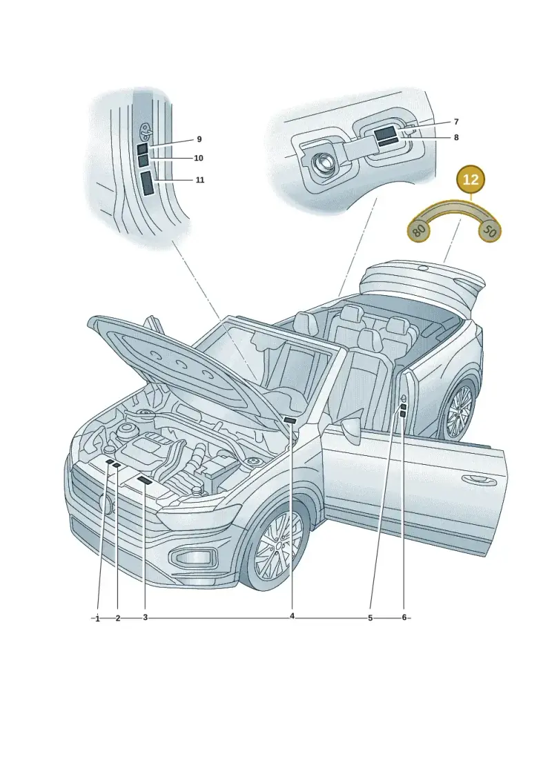 3AA010006C — Volkswagen T-Roc convertible 1.5 (2019-2024) diagram 2gk010000, position 12