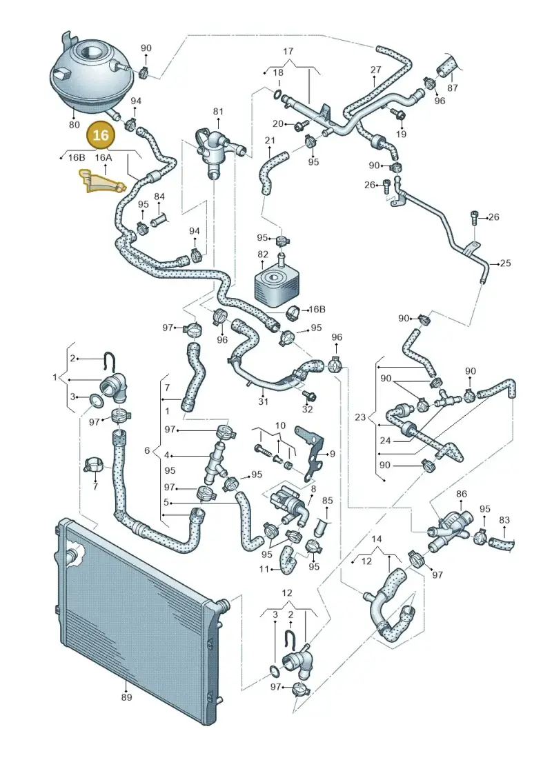 3AA122109B — Volkswagen Golf Cabriolet (2011-2016) diagram 718121500, position 16