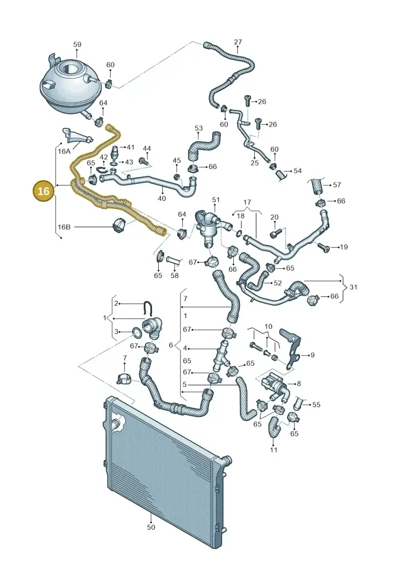 3AA122109B — Volkswagen Caddy kombi (2015-2020) diagram 866121350, position 16