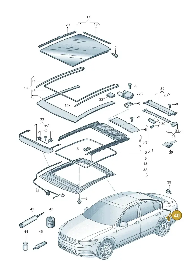 3AA877236 — Volkswagen Passat saloon (2014-2024) diagram 793877000, position 40
