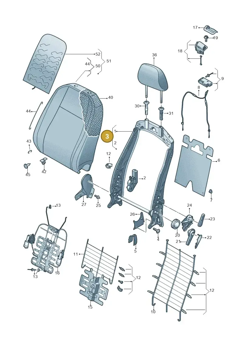 3AA881516A — Volkswagen Golf 2.0 (2016-2020) diagram 746881500, position 3