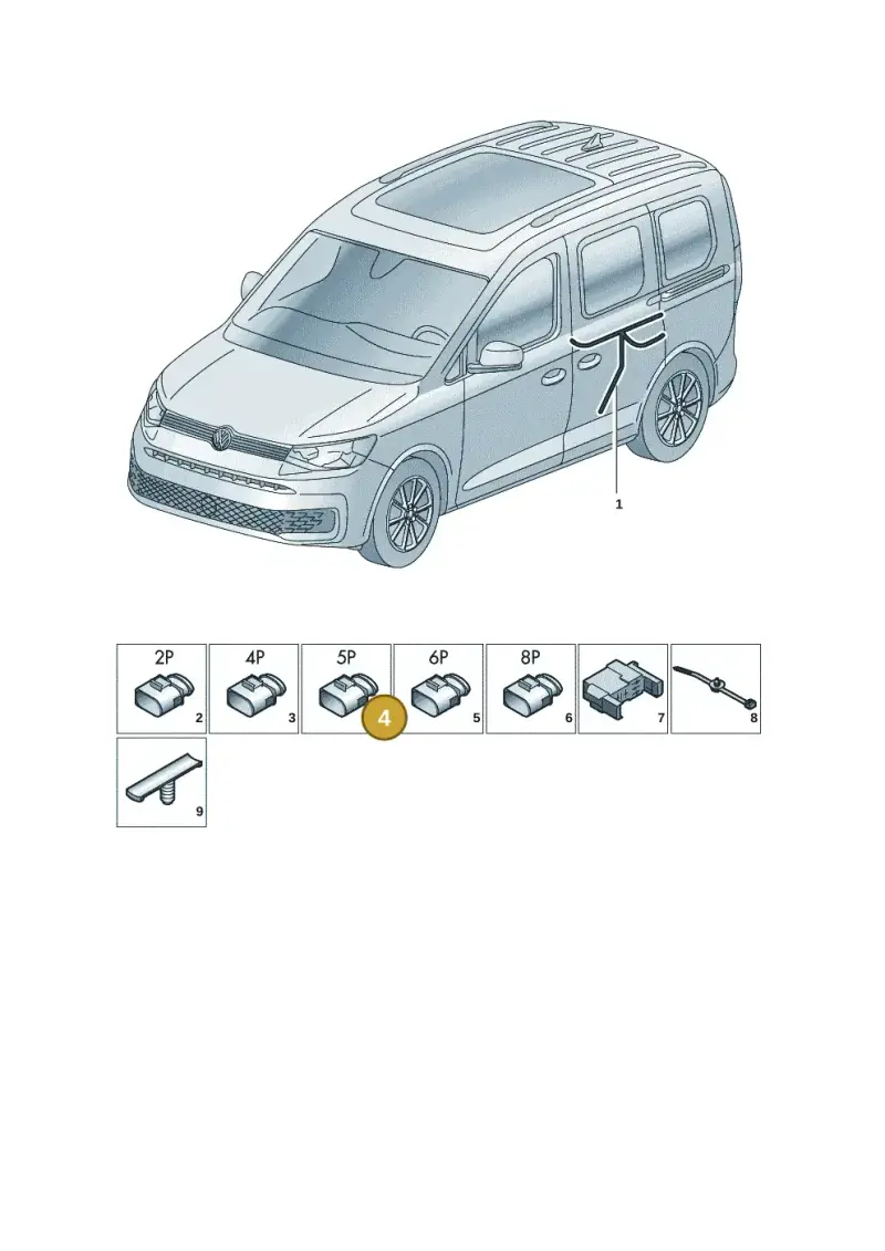 3AA973705 — Volkswagen Caddy Maxi Kombi (2020-2024) diagram 2ka972037, position 4