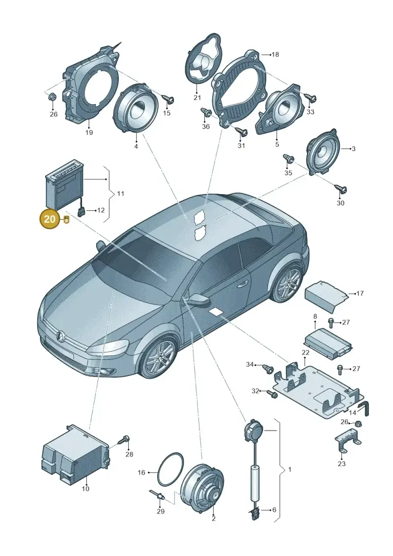 3B0035343 — Volkswagen Golf Cabriolet (2011-2016) diagram 718035350, position 20