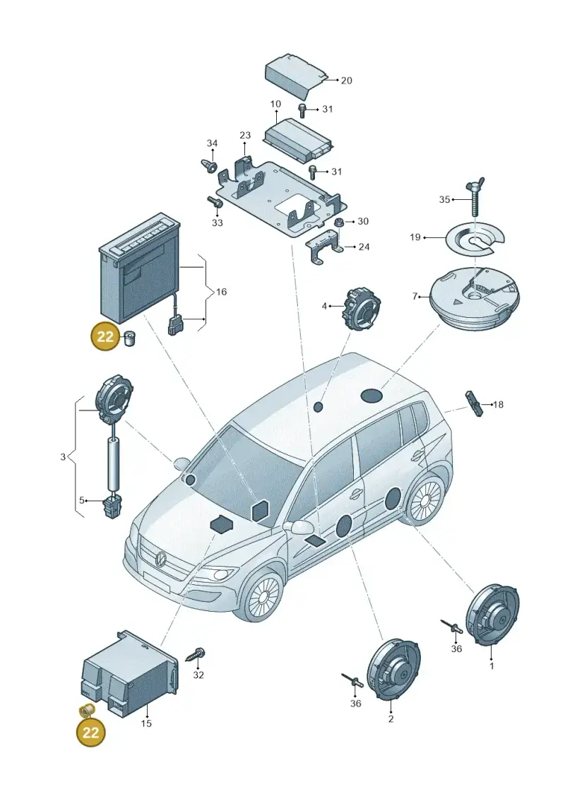 3B0035343 — Volkswagen Tiguan 4Motion (2011-2018) diagram 719035350, position 22