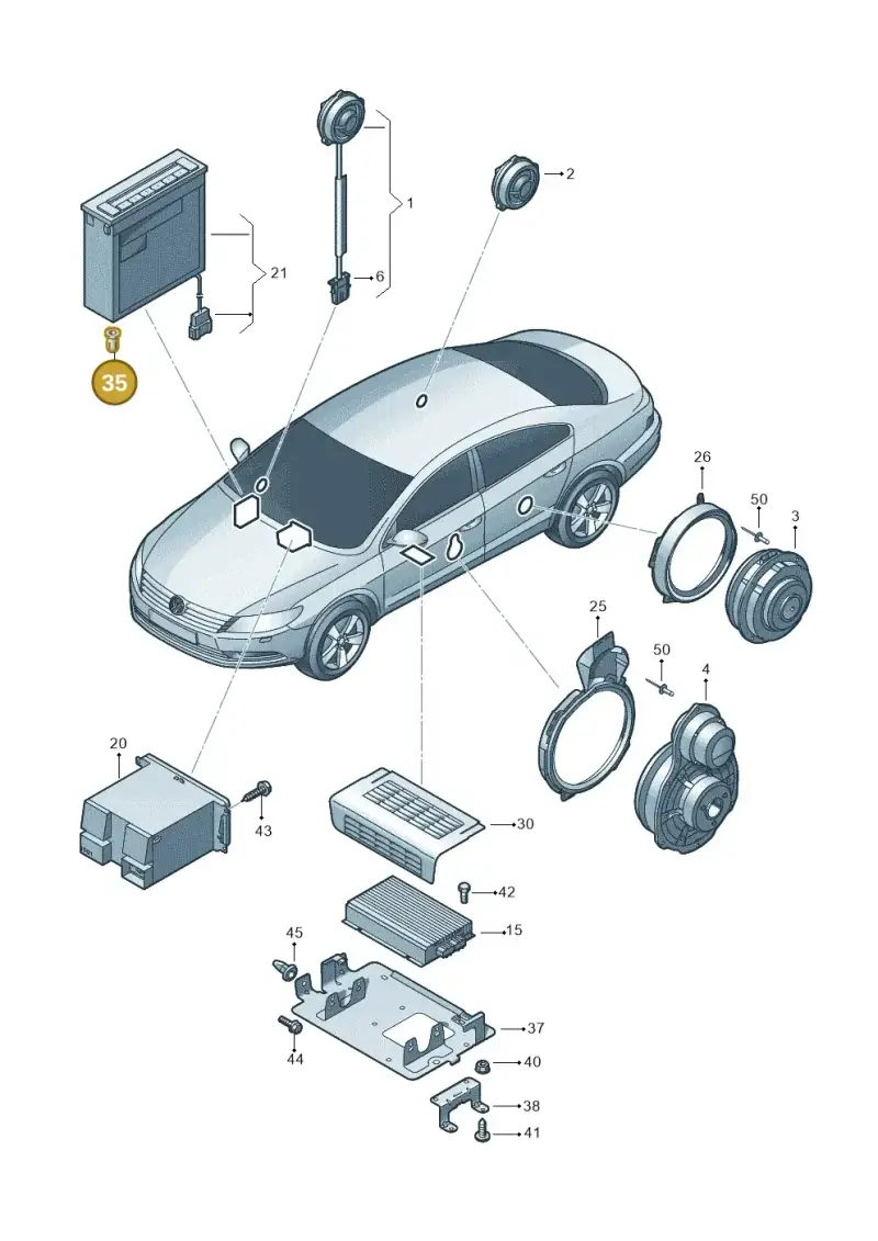 3B0035343 — Volkswagen Passat CC (2011-2016) diagram 737035350, position 35