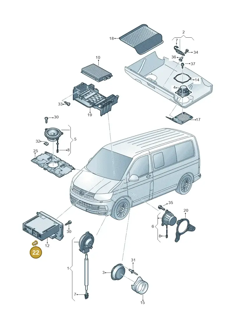 3B0035343 — Volkswagen California Camper (2015-2019) diagram 871035350, position 22