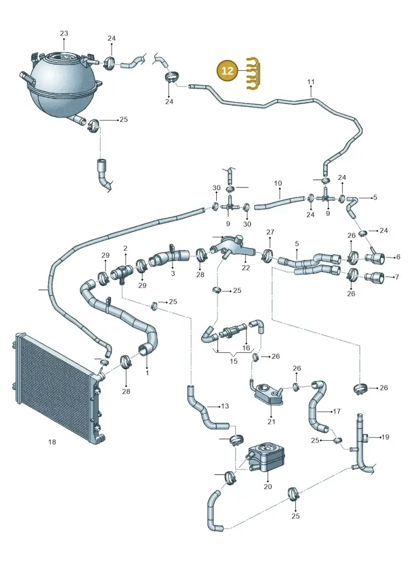 3B0133687A — Volkswagen Jetta 2.0 (2015-2015) diagram 692121330, position 12