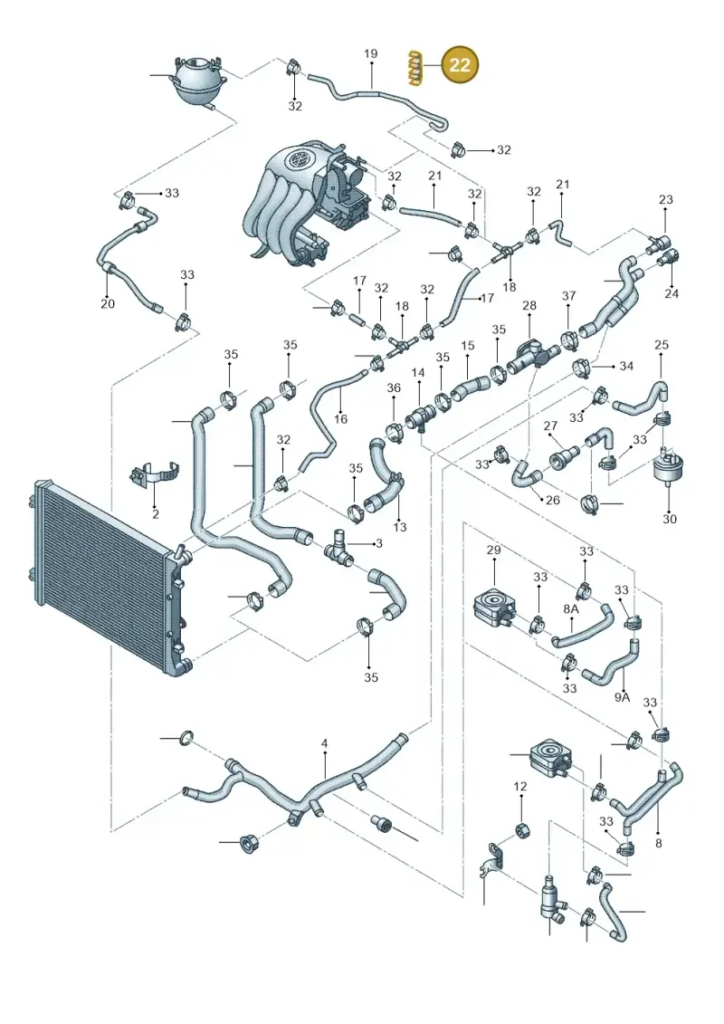 3B0133687A — Volkswagen Jetta (2014-2017) diagram 692121510, position 22