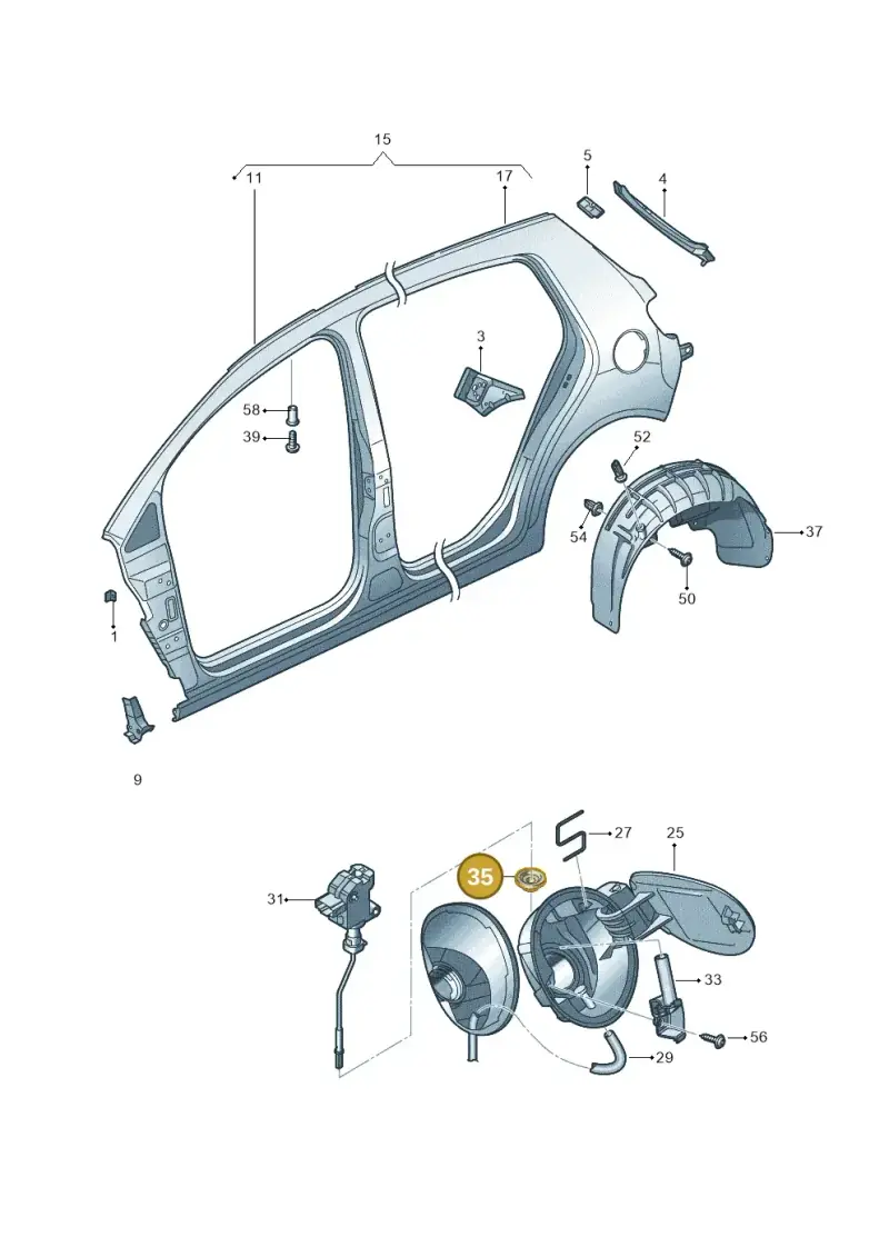 3B0810911A — Volkswagen Golf Plus (2011-2014) diagram 459809700, position 35