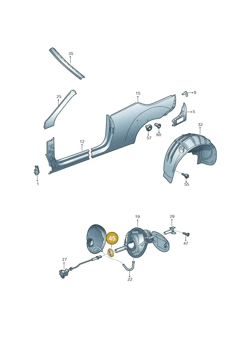 3B0810911A — Volkswagen Eos BlueMotion (2010-2015) diagram 482809700, position 45