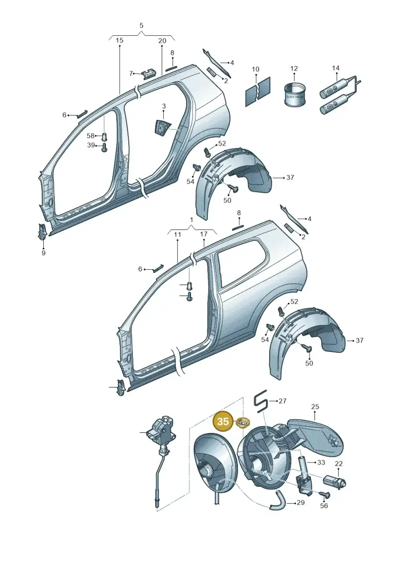 3B0810911A — Volkswagen Golf (2011-2013) diagram 649809700, position 35