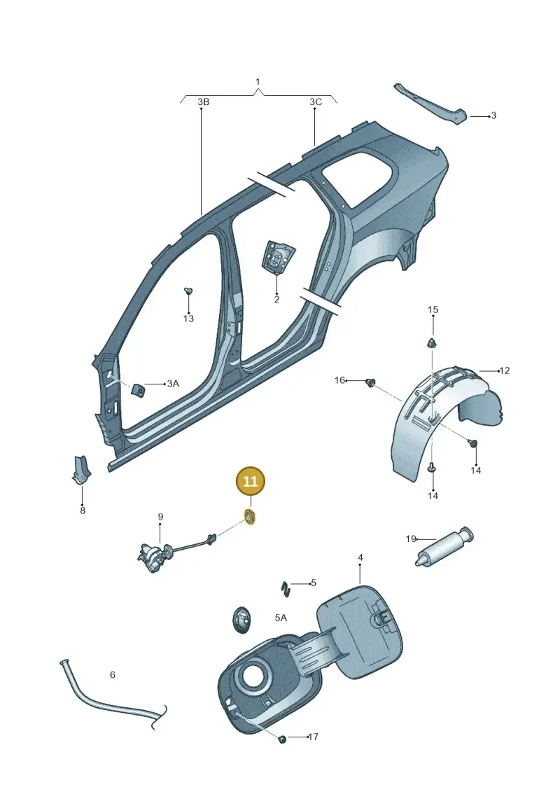 3B0810911A — Volkswagen Jetta variant (2009-2014) diagram 684809700, position 11