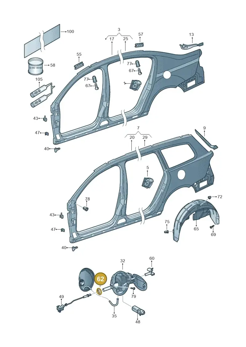 3B0810911A — Volkswagen Passat saloon (2010-2015) diagram 702809700, position 62