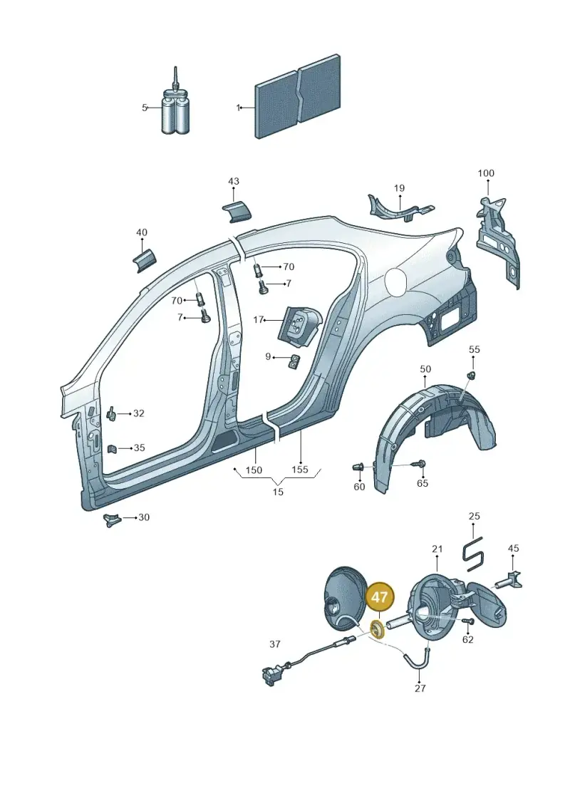 3B0810911A — Volkswagen Passat CC (2011-2016) diagram 645809700, position 47