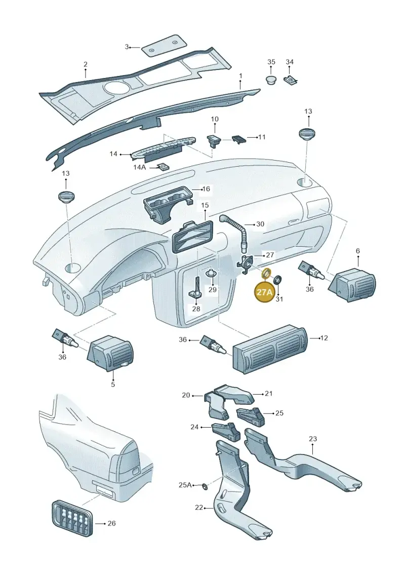 3B0820702 — Volkswagen PASSAT/4MOTION/W8 (2002-2005) diagram 404819310, position 27A