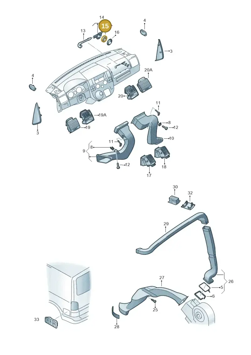 3B0820702 — Volkswagen California Camper (2011-2015) diagram 733819050, position 15