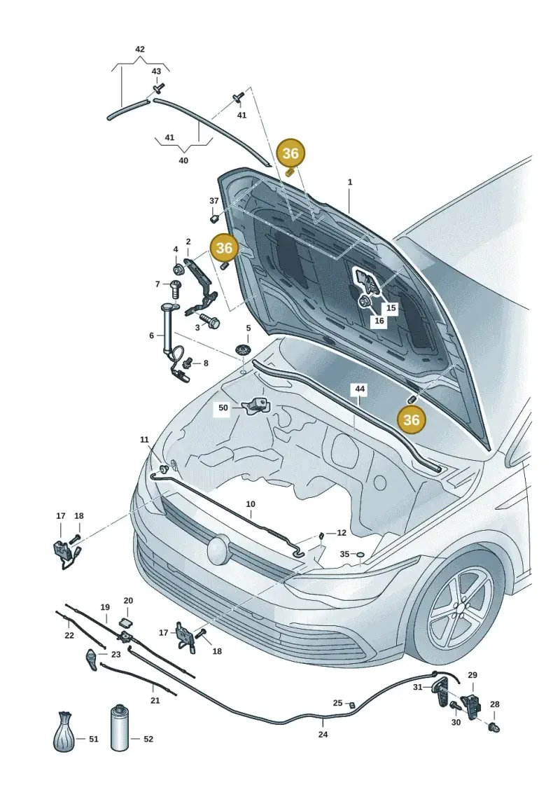 3B0823499E — Volkswagen Golf 2.0 BlueMotion (2019-2024) diagram 5h0823000, position 36