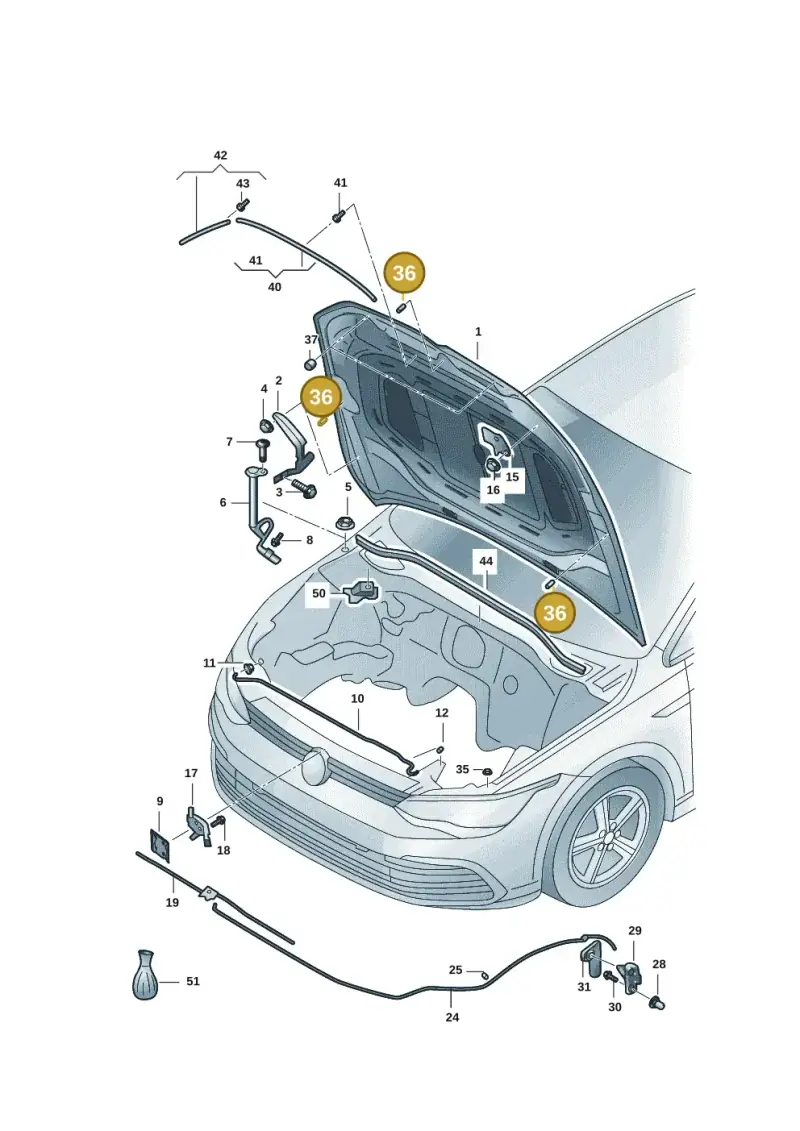 3B0823499E — Volkswagen Golf 1.5 (2020-) diagram 5hg823000, position 36