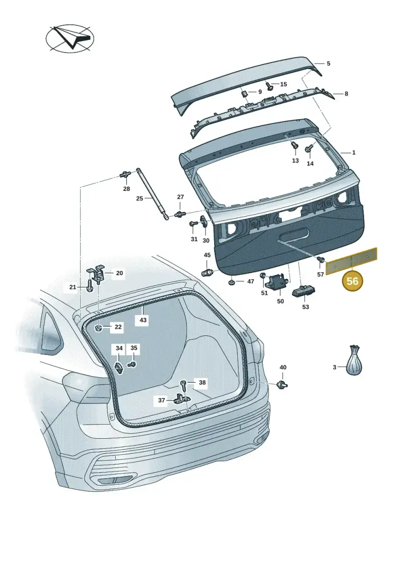 3B0827633C — Volkswagen Taigo (2021-2024) diagram 2f0827000, position 56