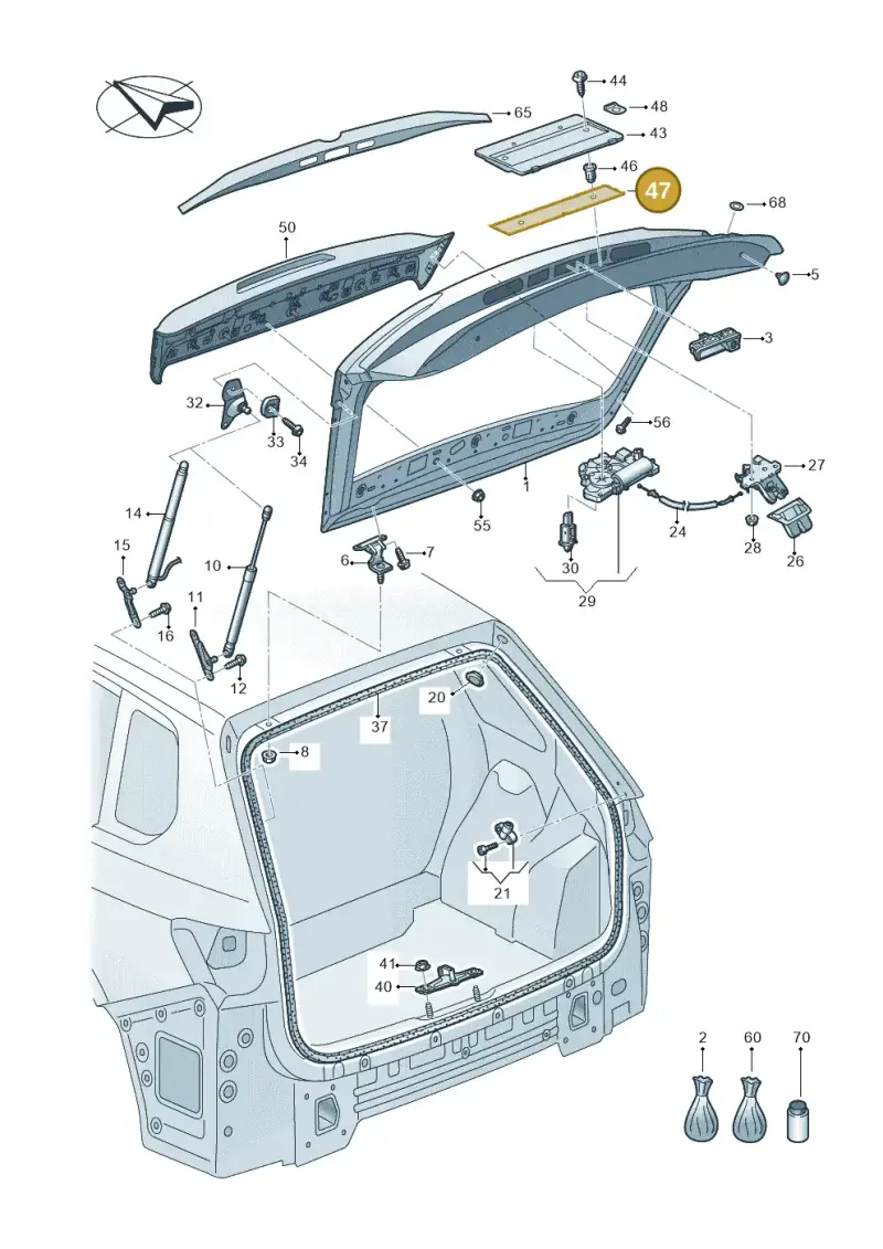 3B0827633D — Volkswagen Touareg (2017-2023) diagram 439827000, position 47