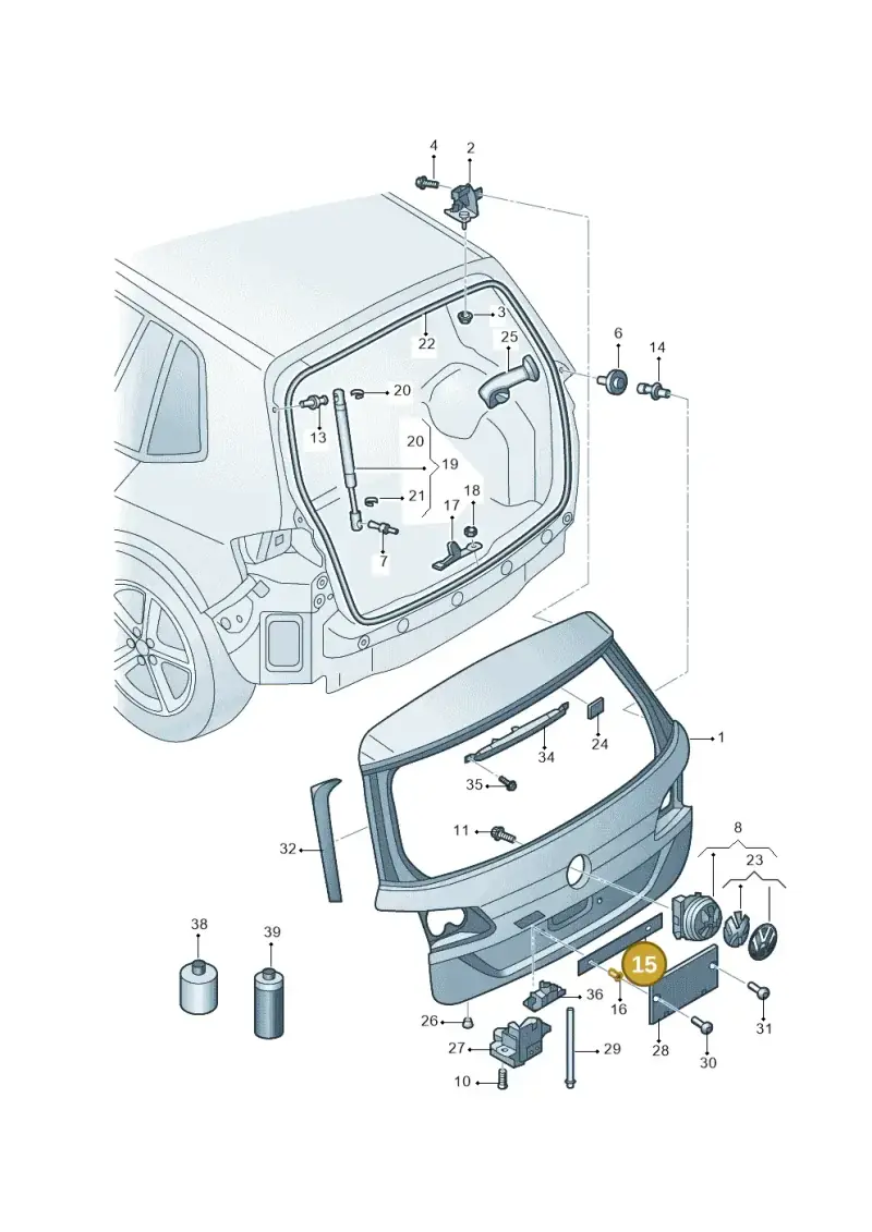 3B0827633D — Volkswagen Golf Sportsvan 1.4 (2015-2020) diagram 874827010, position 15