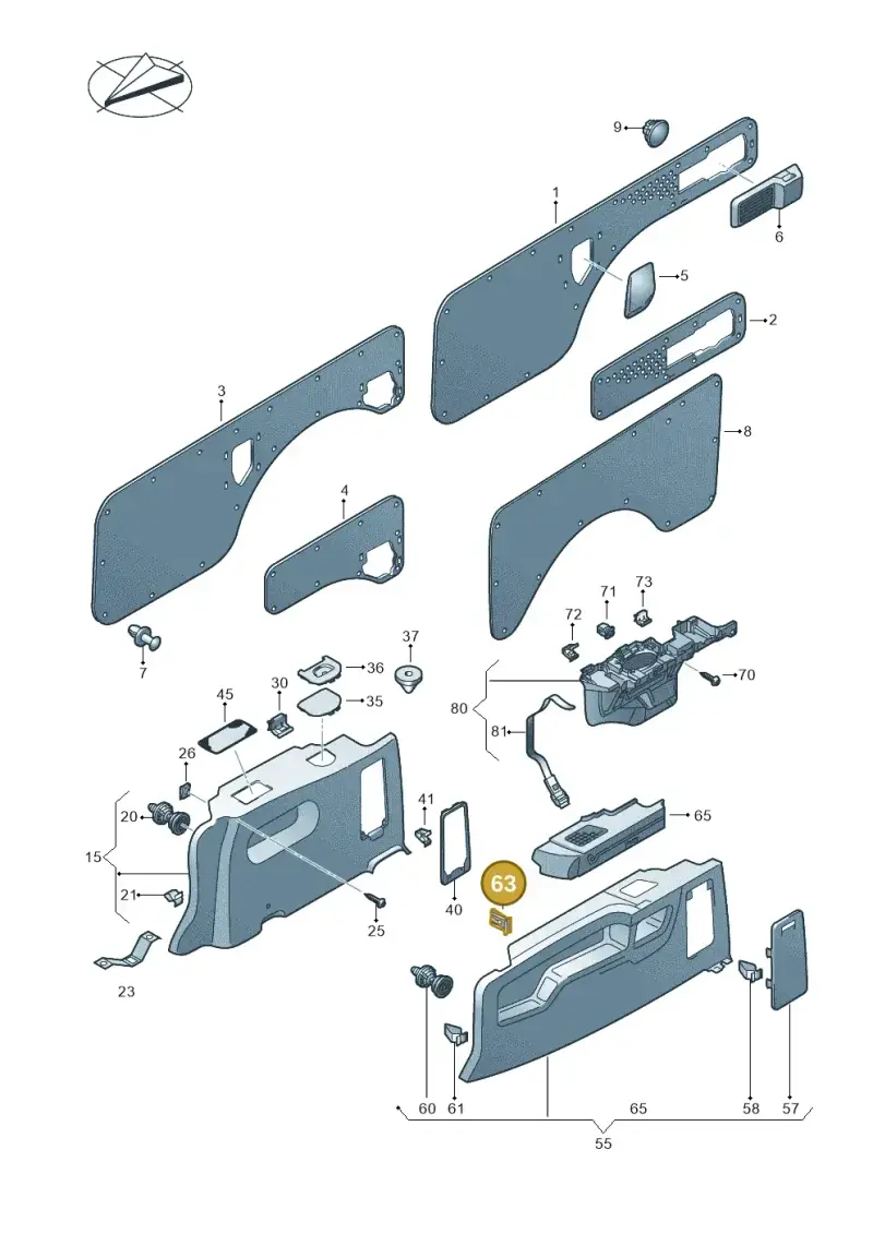 3B0858137 — Volkswagen Caddy kombi (2015-2020) diagram 443867300, position 63