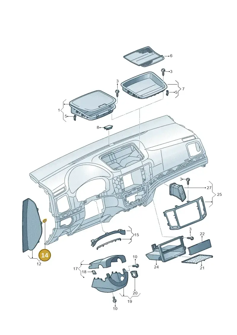 3B0858137 — Volkswagen Sharan BlueMotion (2015-2022) diagram 689857100, position 14