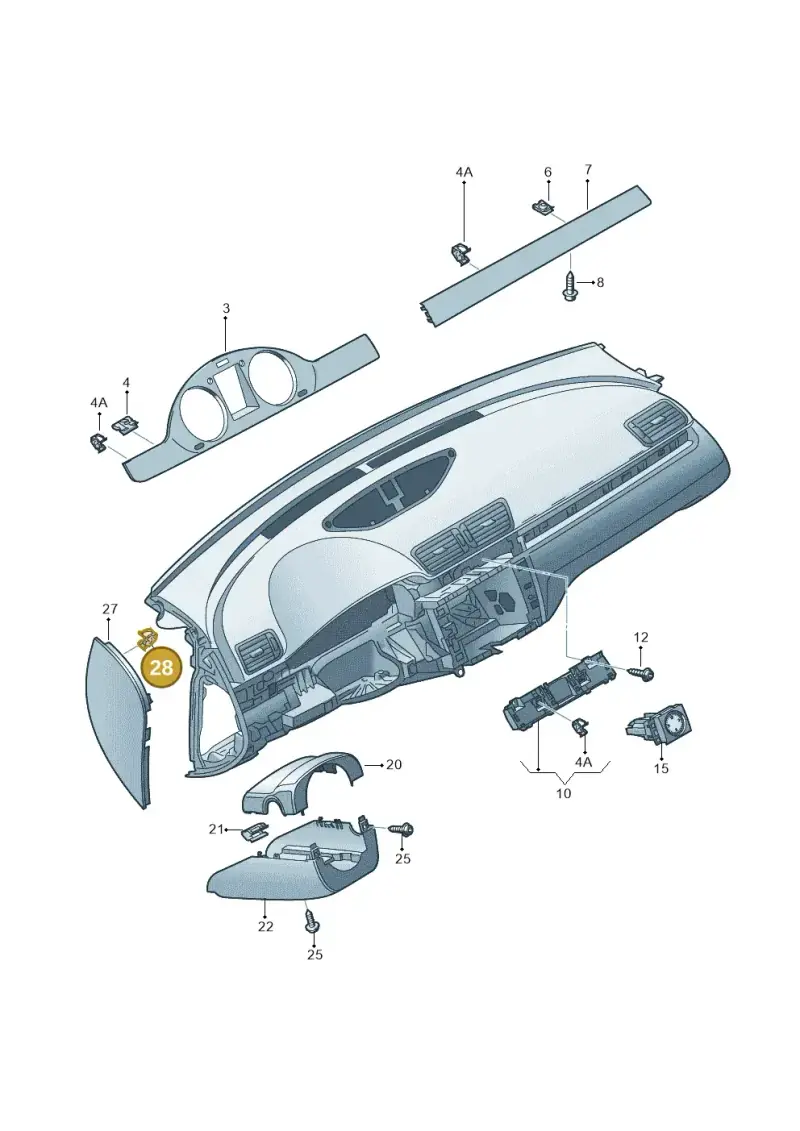 3B0858137 — Volkswagen Passat CC (2011-2016) diagram 702857100, position 28