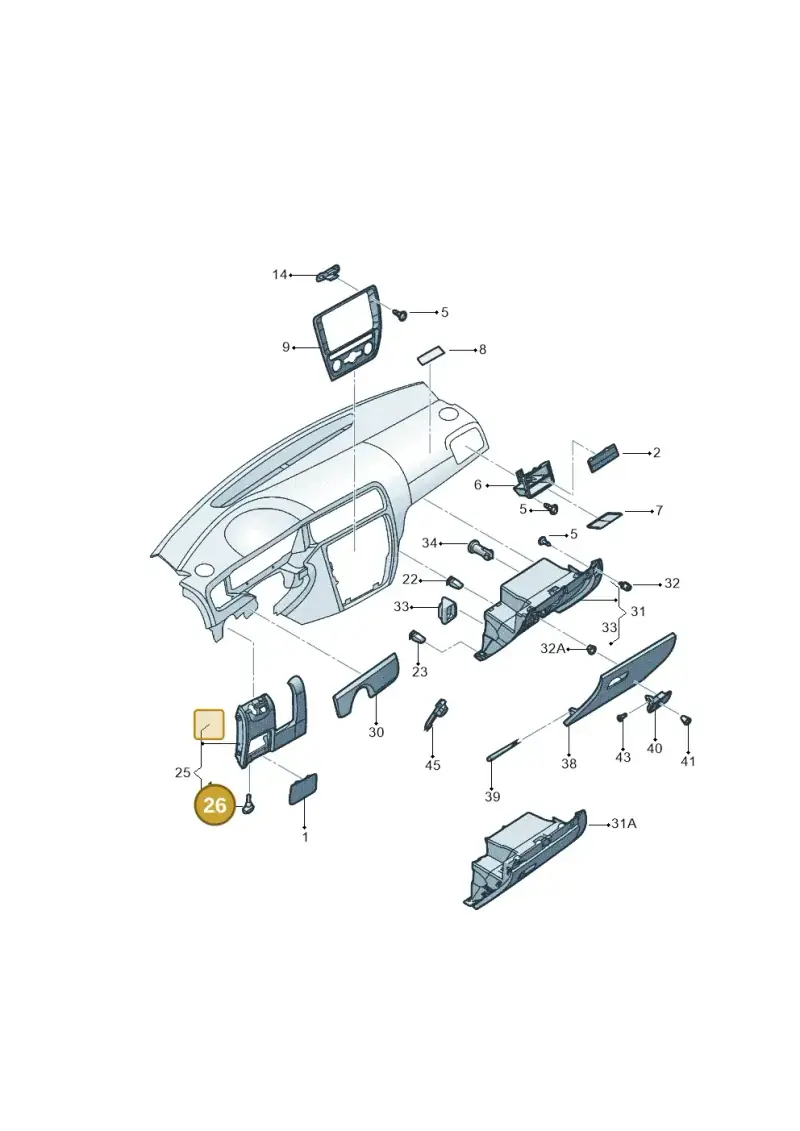 3B0858137 — Volkswagen Jetta (2014-2017) diagram 789857020, position 26