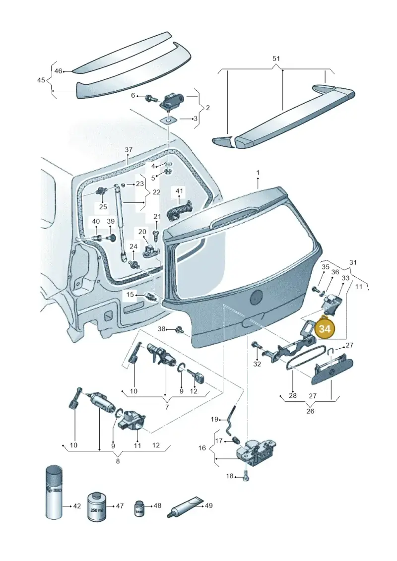 3B0862247A — Volkswagen Polo (2011-2014) diagram 253827200, position 34