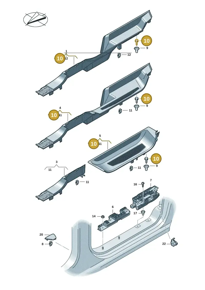 3B0867333 — Volkswagen Caddy Maxi Kombi (2020-2024) diagram 2ka853050, position 10