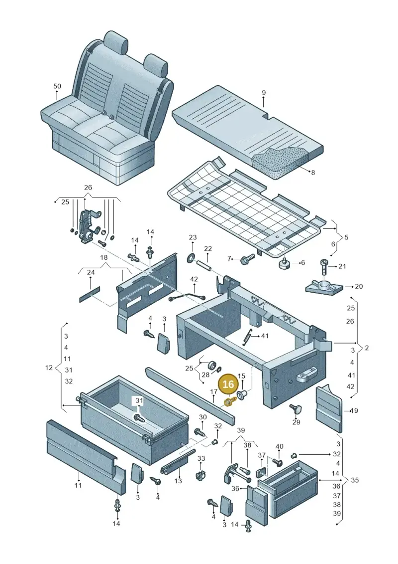 3B0867333 — Volkswagen Caravelle (2019-2024) diagram 452067300, position 16
