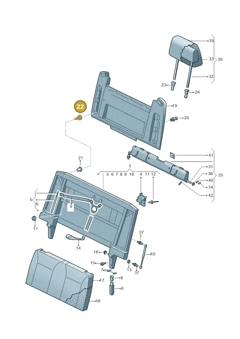 3B0867333 — Volkswagen Caravelle (2019-2024) diagram 871067360, position 22