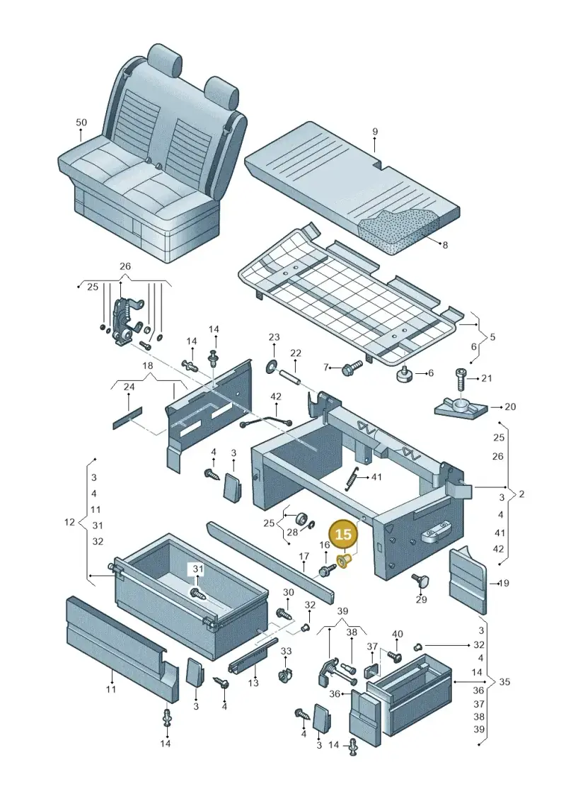 3B0867334 — Volkswagen Caravelle (2019-2024) diagram 452067300, position 15